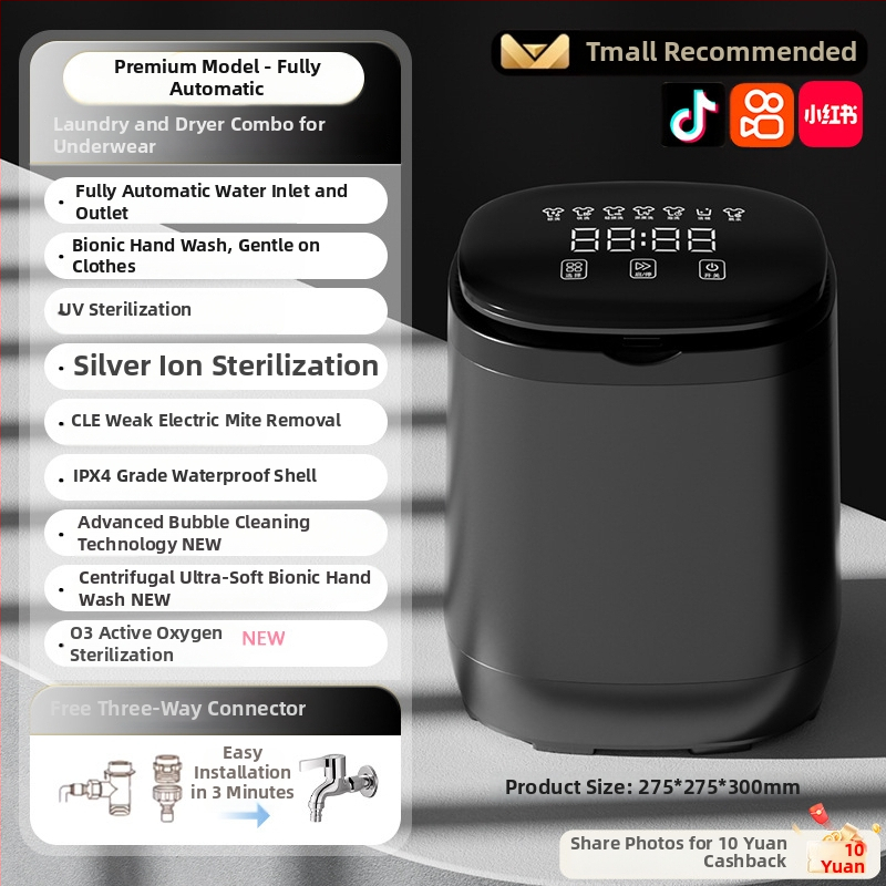 Fehérnemű- és zoknis mosógép babasterilizálási funkcióval - 020 modell, időzítő <2 óra, 220W (DC)