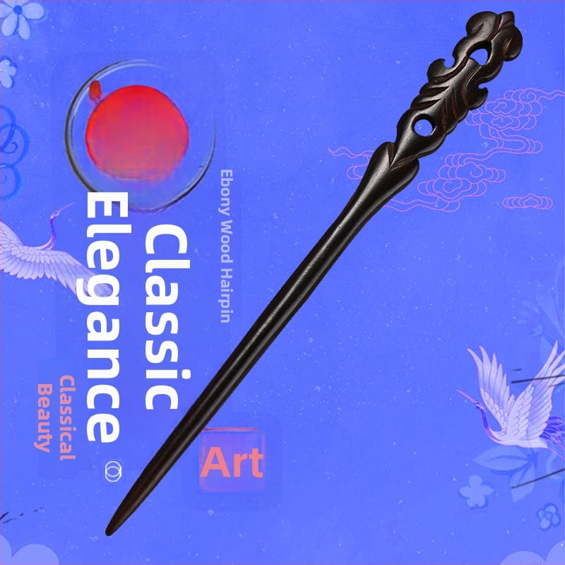 Accesoriu de păr din lemn cu motive florale, stil retro, făcut manual, potrivit pentru coafuri Hanfu