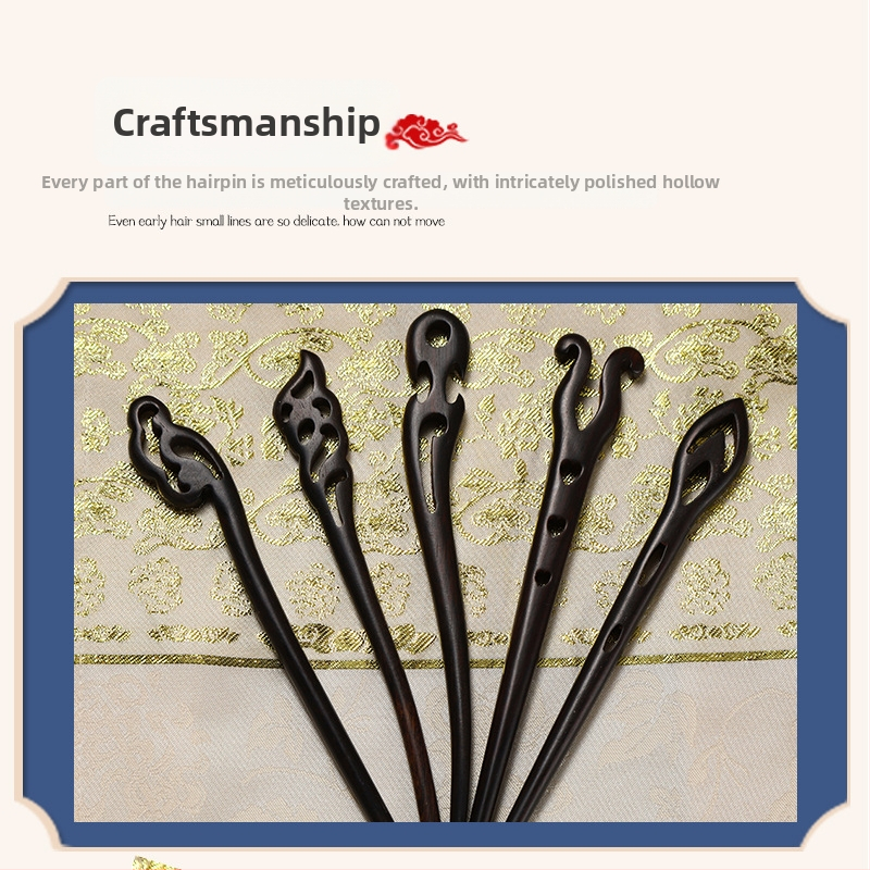 Drevený vlasový doplnok s kvetinovými motívmi, retro štýl, ručne vyrobený, vhodný pre Hanfu účesy