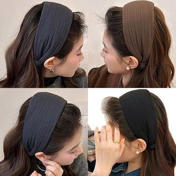 Bandă pentru cap pentru femei — design premium cu margine largă, lucrată manual, stil simplu, iarnă 2025