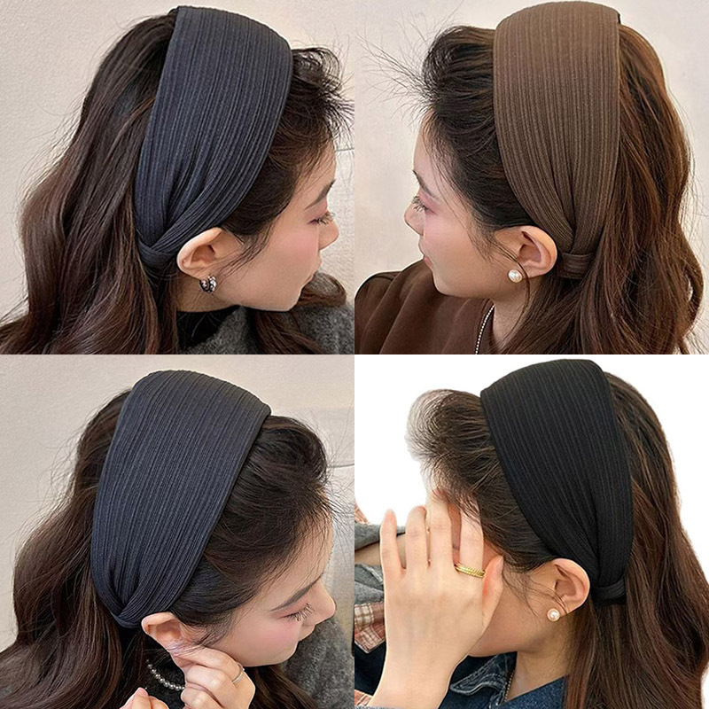 Bandă pentru cap pentru femei — design premium cu margine largă, lucrată manual, stil simplu, iarnă 2025