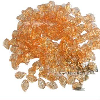 Αξεσουάρ - Ακρυλικές χάντρες σε σχήμα πεπονιού με μοτίβο φύλλου, βαμμένη επιφάνεια