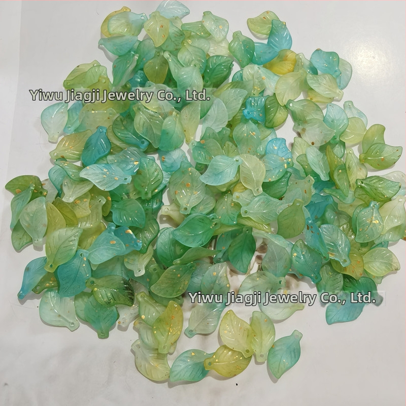 Príslušenstvo - Akrylové melónové korálky s lístovým vzorom, farebné povrchy