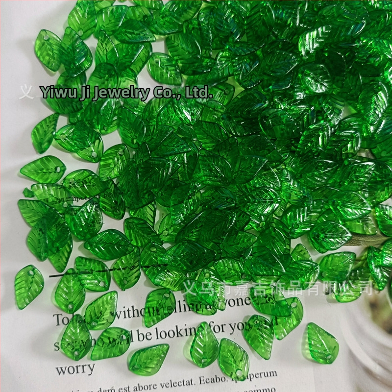 Αξεσουάρ - Ακρυλικές χάντρες σε σχήμα πεπονιού με μοτίβο φύλλου, βαμμένη επιφάνεια