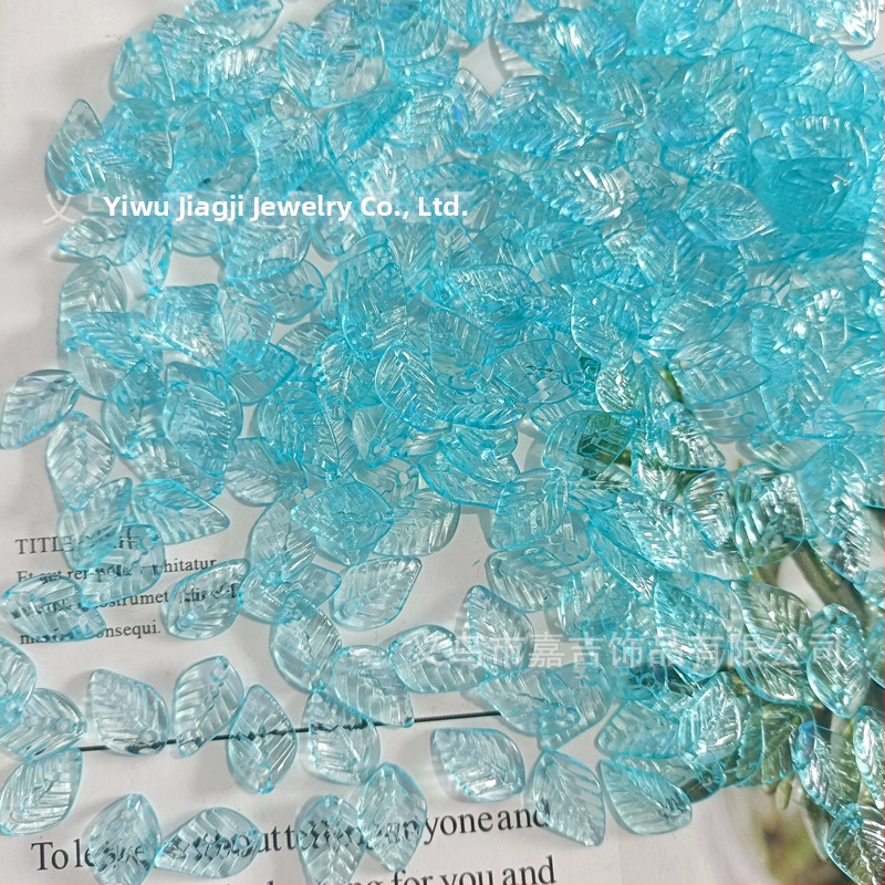 Αξεσουάρ - Ακρυλικές χάντρες σε σχήμα πεπονιού με μοτίβο φύλλου, βαμμένη επιφάνεια