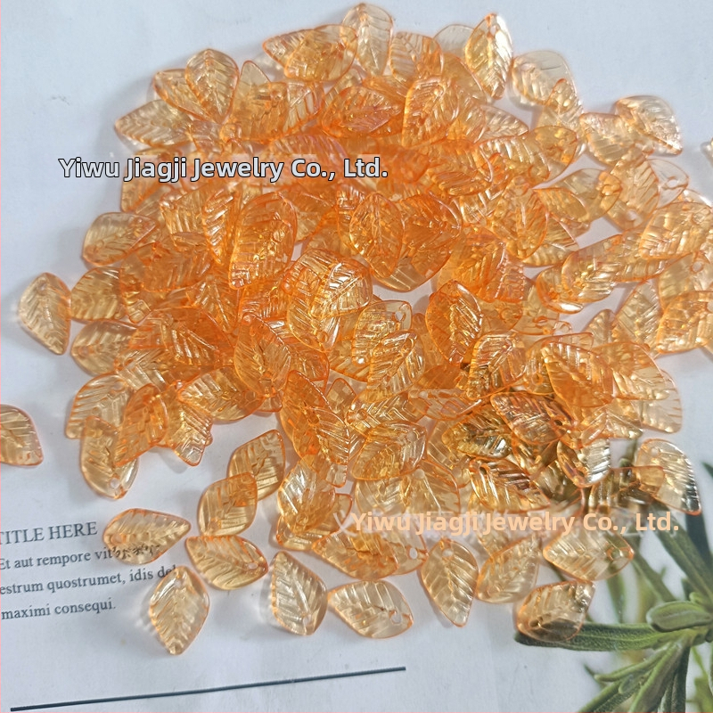 Αξεσουάρ - Ακρυλικές χάντρες σε σχήμα πεπονιού με μοτίβο φύλλου, βαμμένη επιφάνεια