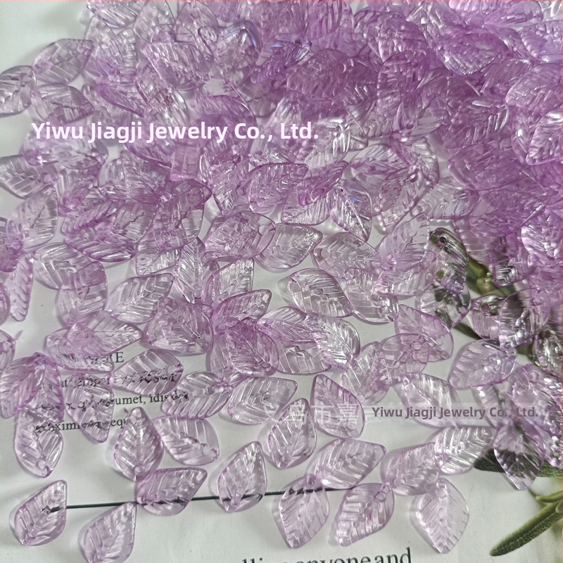 Αξεσουάρ - Ακρυλικές χάντρες σε σχήμα πεπονιού με μοτίβο φύλλου, βαμμένη επιφάνεια