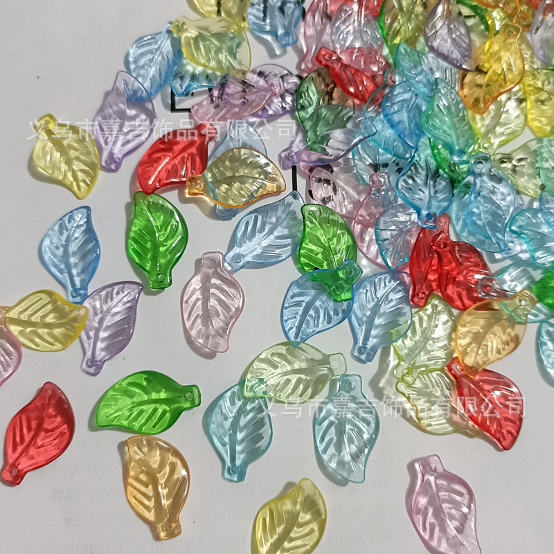 Αξεσουάρ - Ακρυλικές χάντρες σε σχήμα πεπονιού με μοτίβο φύλλου, βαμμένη επιφάνεια