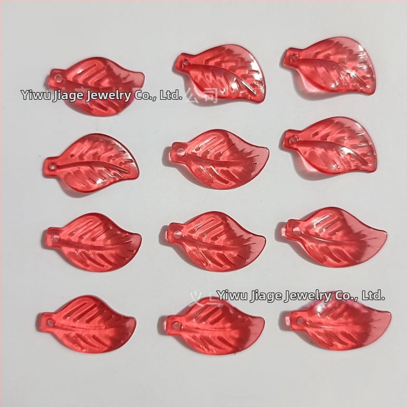 Αξεσουάρ - Ακρυλικές χάντρες σε σχήμα πεπονιού με μοτίβο φύλλου, βαμμένη επιφάνεια