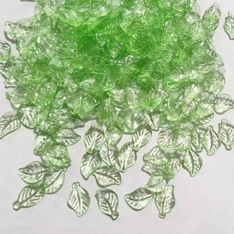 Αξεσουάρ - Ακρυλικές χάντρες σε σχήμα πεπονιού με μοτίβο φύλλου, βαμμένη επιφάνεια