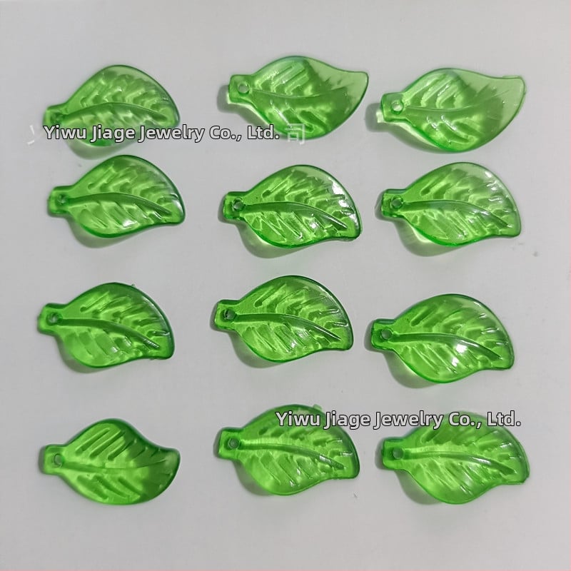 Αξεσουάρ - Ακρυλικές χάντρες σε σχήμα πεπονιού με μοτίβο φύλλου, βαμμένη επιφάνεια