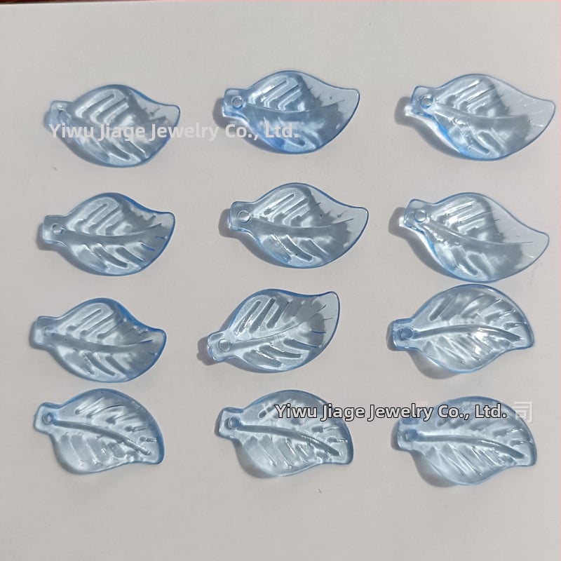 Αξεσουάρ - Ακρυλικές χάντρες σε σχήμα πεπονιού με μοτίβο φύλλου, βαμμένη επιφάνεια