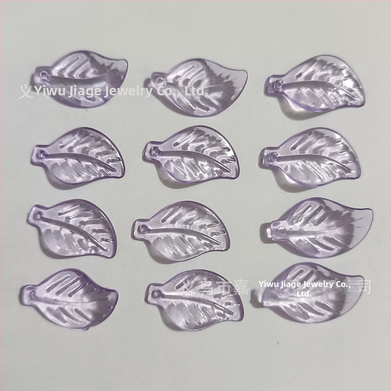 Αξεσουάρ - Ακρυλικές χάντρες σε σχήμα πεπονιού με μοτίβο φύλλου, βαμμένη επιφάνεια