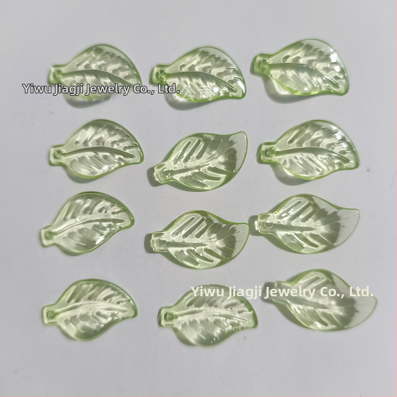 Αξεσουάρ - Ακρυλικές χάντρες σε σχήμα πεπονιού με μοτίβο φύλλου, βαμμένη επιφάνεια