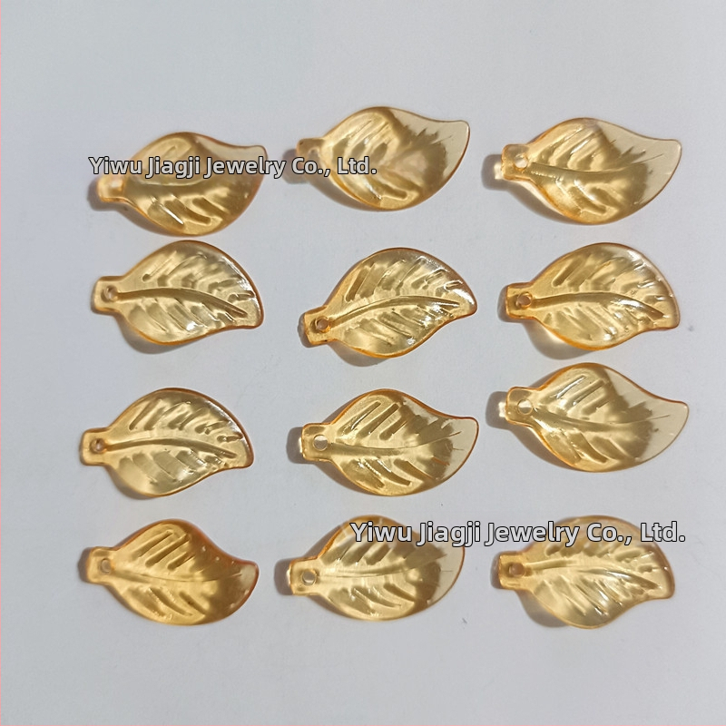 Αξεσουάρ - Ακρυλικές χάντρες σε σχήμα πεπονιού με μοτίβο φύλλου, βαμμένη επιφάνεια