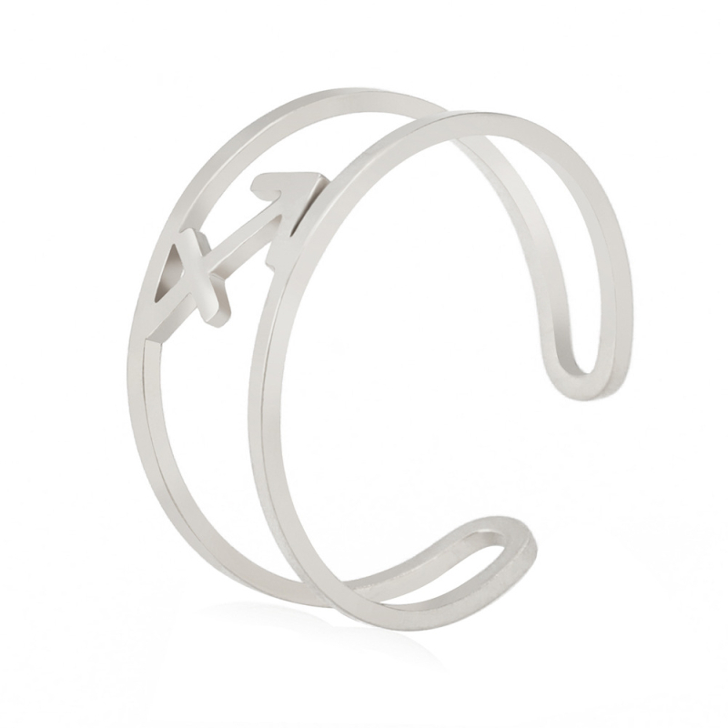 Nyitott gyűrű titánium acélból, 12 konstelláció dizájnnal, elektroplakált, uniszex