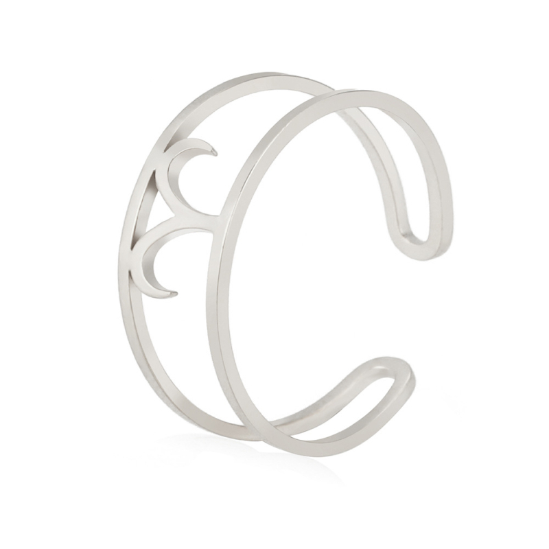 Nyitott gyűrű titánium acélból, 12 konstelláció dizájnnal, elektroplakált, uniszex