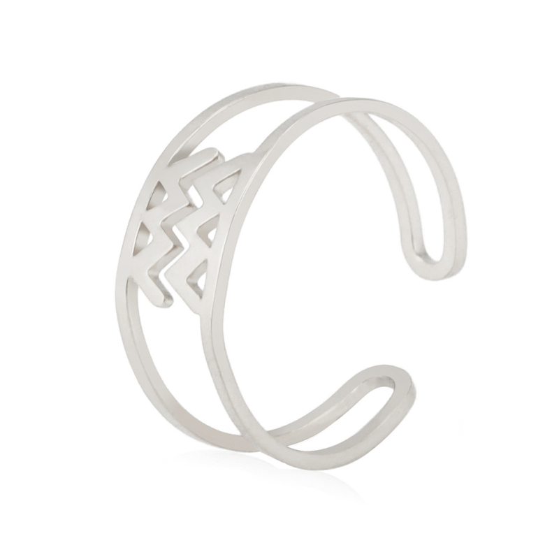 Nyitott gyűrű titánium acélból, 12 konstelláció dizájnnal, elektroplakált, uniszex