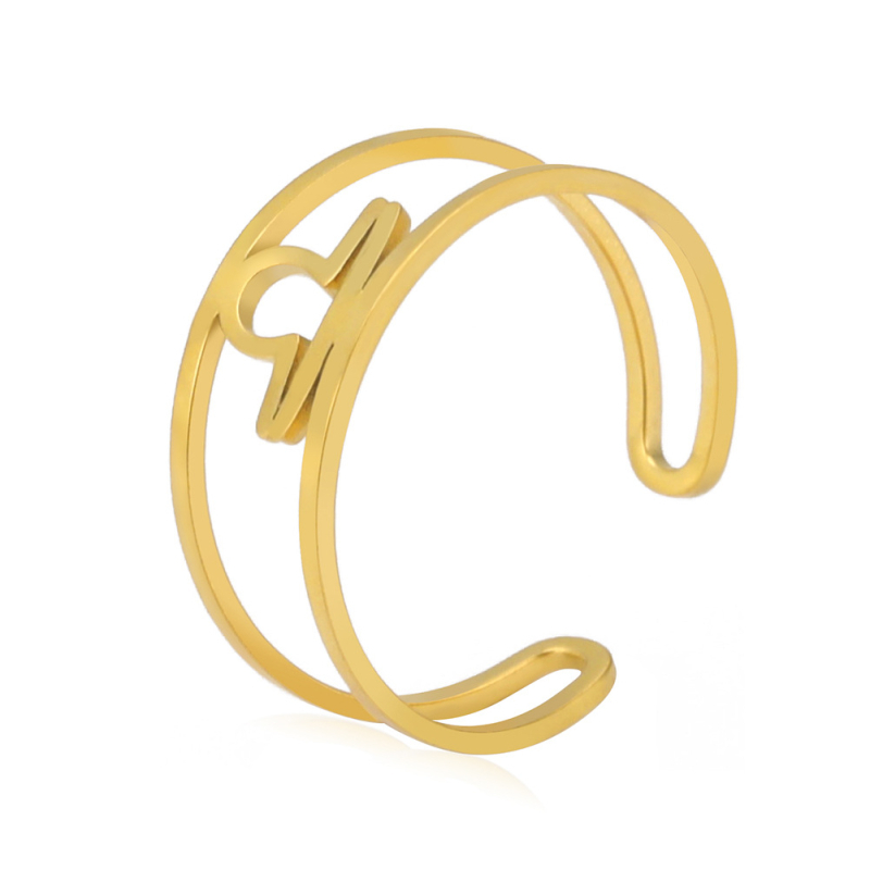 Nyitott gyűrű titánium acélból, 12 konstelláció dizájnnal, elektroplakált, uniszex