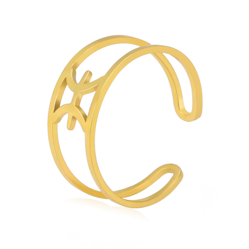 Nyitott gyűrű titánium acélból, 12 konstelláció dizájnnal, elektroplakált, uniszex