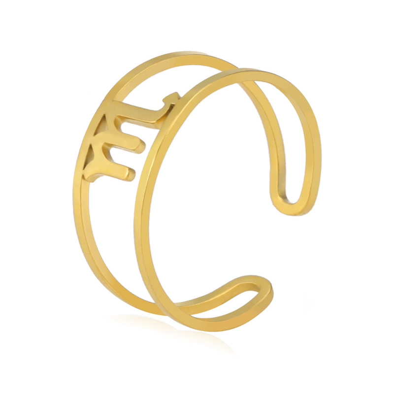 Nyitott gyűrű titánium acélból, 12 konstelláció dizájnnal, elektroplakált, uniszex