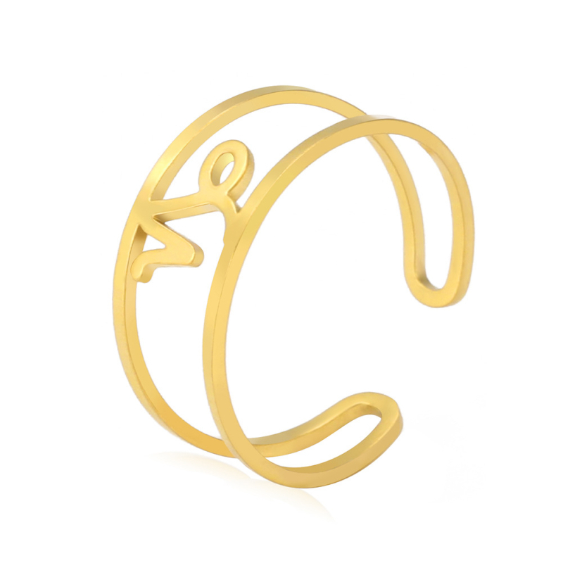 Nyitott gyűrű titánium acélból, 12 konstelláció dizájnnal, elektroplakált, uniszex