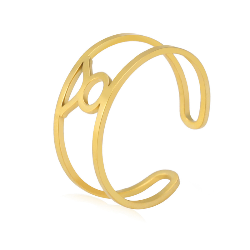 Nyitott gyűrű titánium acélból, 12 konstelláció dizájnnal, elektroplakált, uniszex