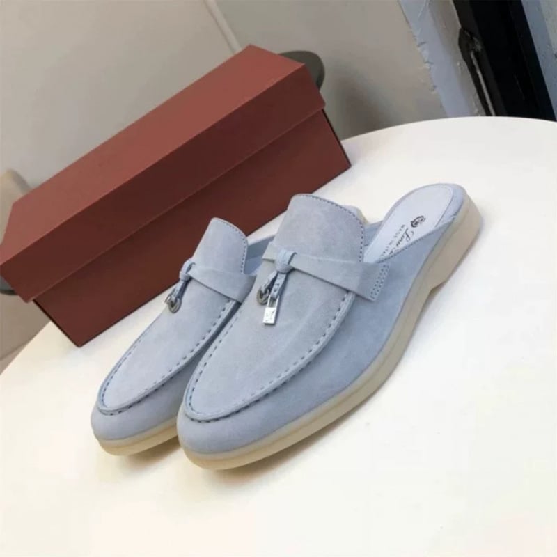 Papuci femei cu platformă, din piele de miel pe partea superioară, talpă din cauciuc, casual pentru zilnic