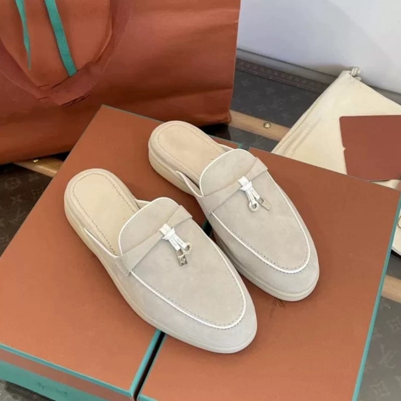 Papuci femei cu platformă, din piele de miel pe partea superioară, talpă din cauciuc, casual pentru zilnic