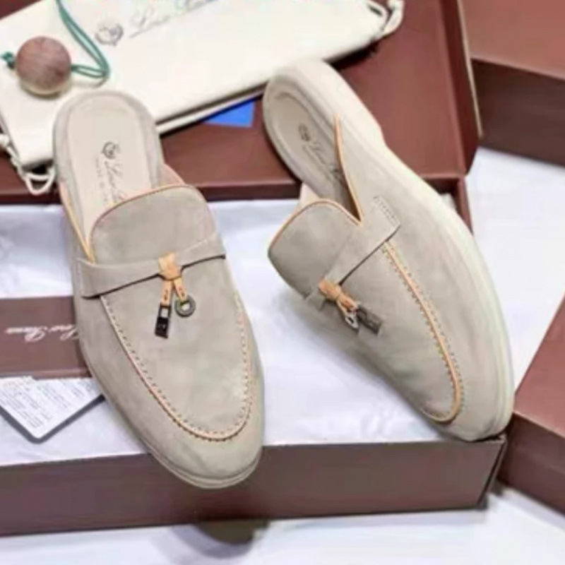 Papuci femei cu platformă, din piele de miel pe partea superioară, talpă din cauciuc, casual pentru zilnic