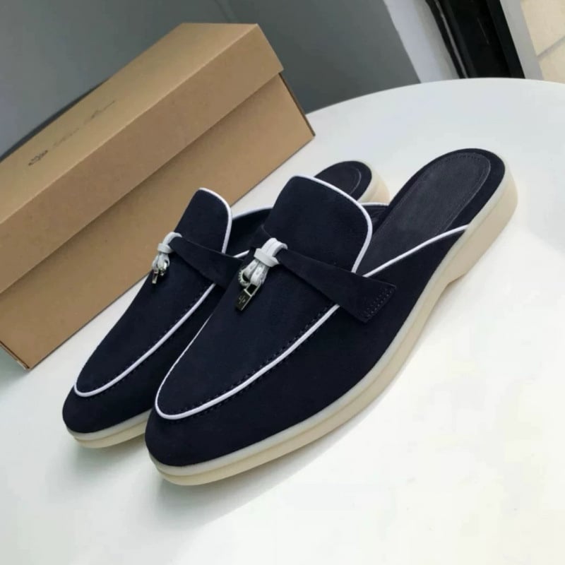 Papuci femei cu platformă, din piele de miel pe partea superioară, talpă din cauciuc, casual pentru zilnic