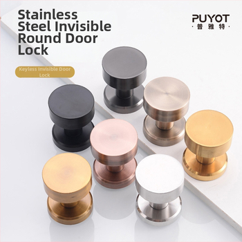 Nerezová skrytá okrúhla zámka na dvere - tichá, vhodná pre drevené dvere, s jednostrannou rukoväťou