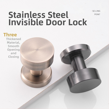 Nerezová skrytá okrúhla zámka na dvere - tichá, vhodná pre drevené dvere, s jednostrannou rukoväťou