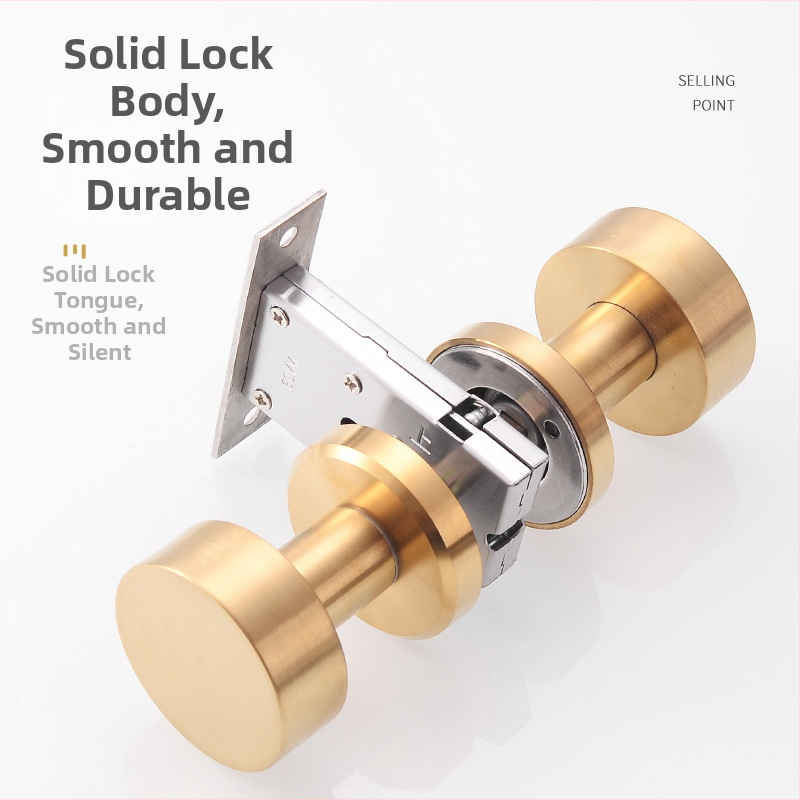 Nerezová skrytá okrúhla zámka na dvere - tichá, vhodná pre drevené dvere, s jednostrannou rukoväťou