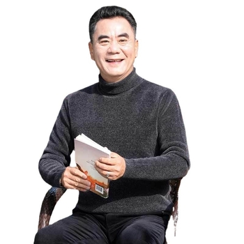 Férfi chenille kötött pulóver magas gallérral, fleece-bélés, vastagított kivitel, hosszú ujjú, 85% poliészter.