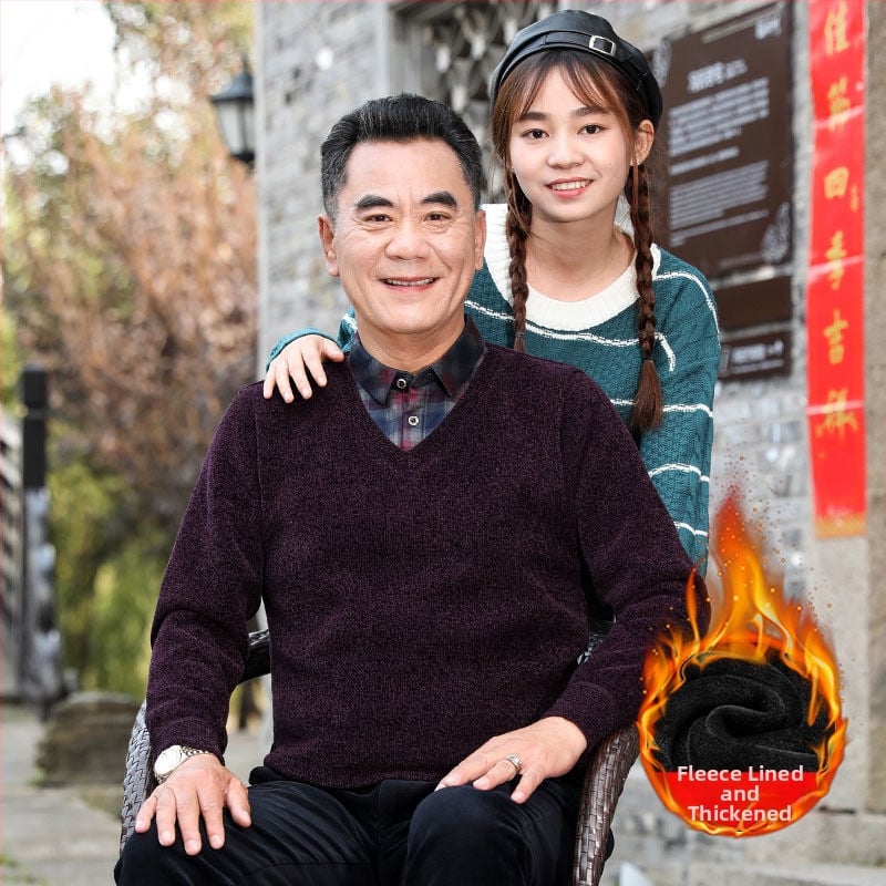 Férfi chenille kötött pulóver magas gallérral, fleece-bélés, vastagított kivitel, hosszú ujjú, 85% poliészter.