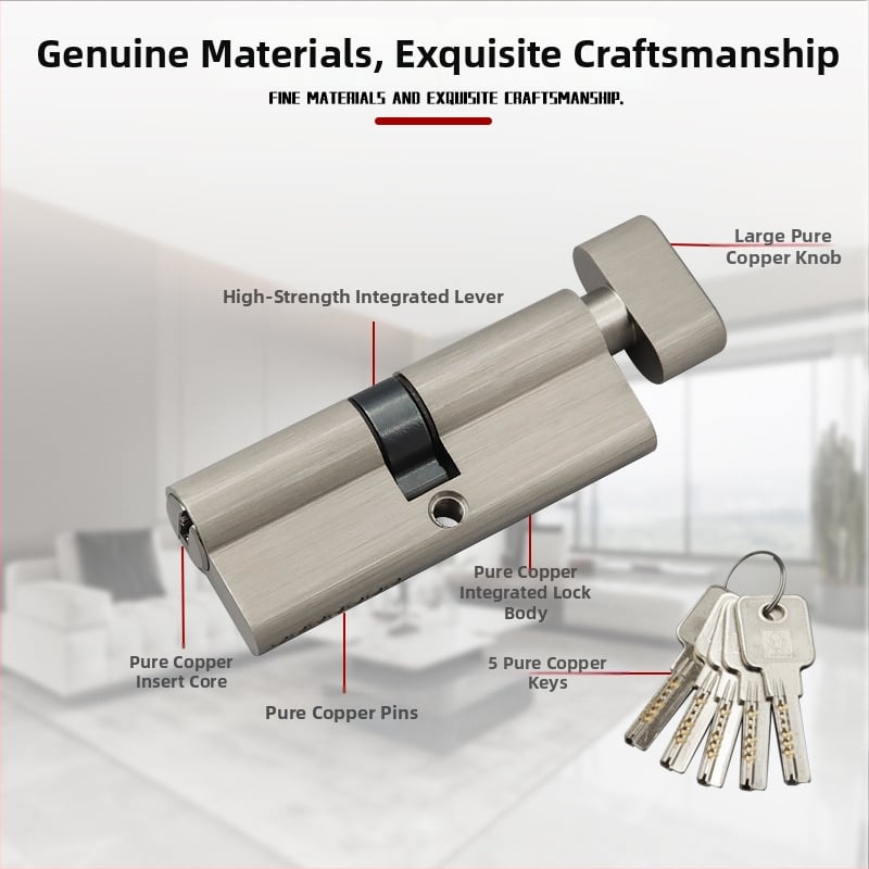 Réz zárbetét AX-70C ajtókhoz — univerzális belső ajtókhoz, márka AixiN, zárbetét, modern minimalista stílus