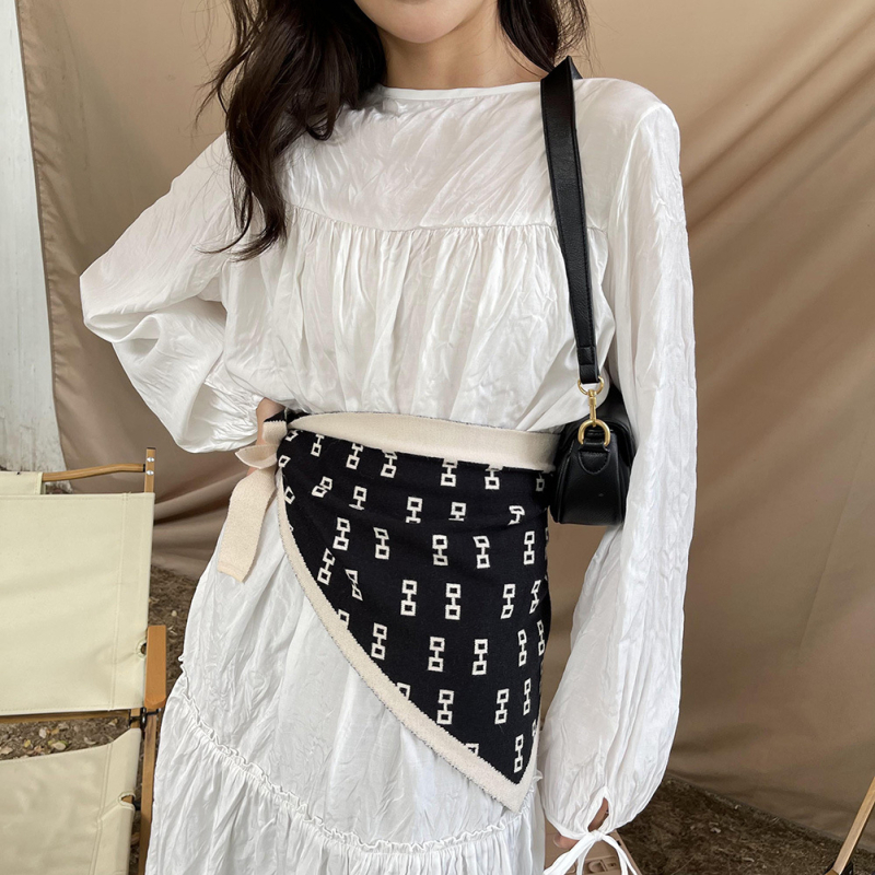 Șal tricotat triunghiular pentru iarnă – cald, multifuncțional: șal triunghiular, șal de talie, eșarfă de umăr, guler fals (țesătură tricotată)