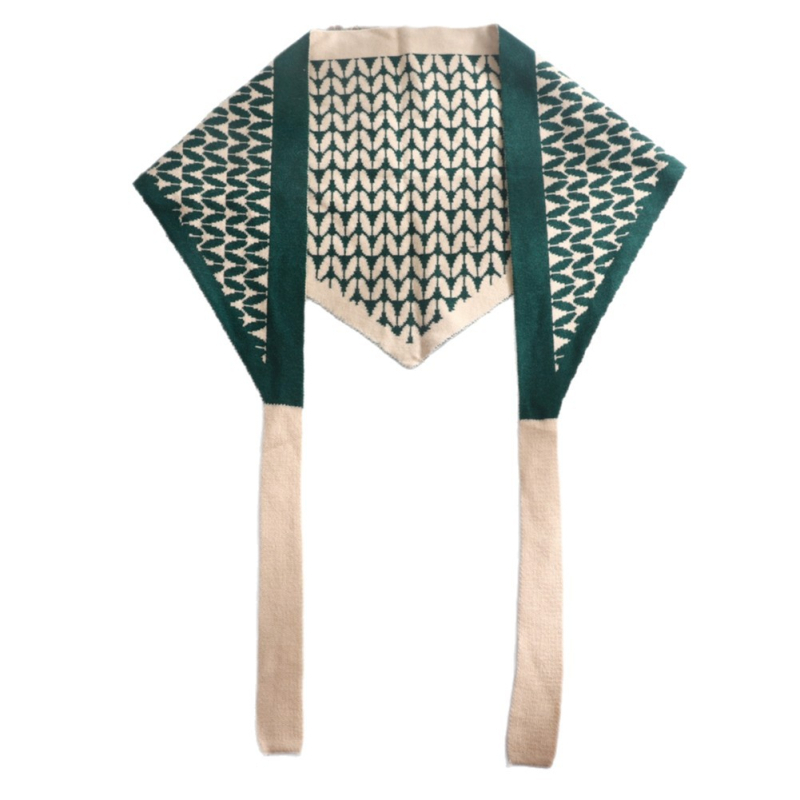 Șal tricotat triunghiular pentru iarnă – cald, multifuncțional: șal triunghiular, șal de talie, eșarfă de umăr, guler fals (țesătură tricotată)