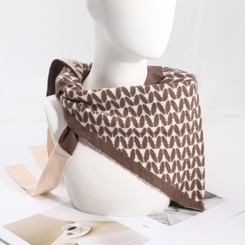 Șal tricotat triunghiular pentru iarnă – cald, multifuncțional: șal triunghiular, șal de talie, eșarfă de umăr, guler fals (țesătură tricotată)