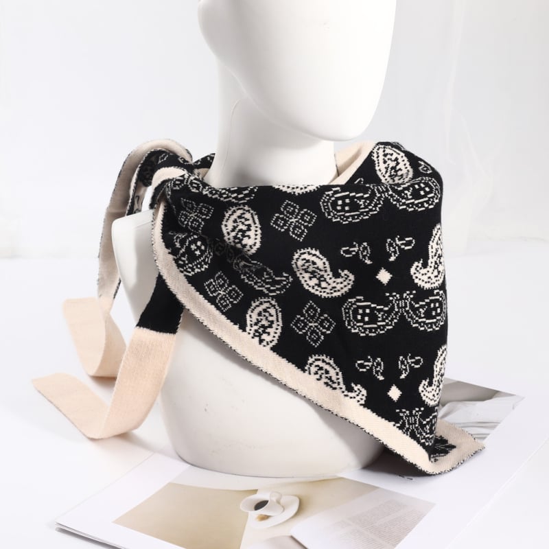 Șal tricotat triunghiular pentru iarnă – cald, multifuncțional: șal triunghiular, șal de talie, eșarfă de umăr, guler fals (țesătură tricotată)