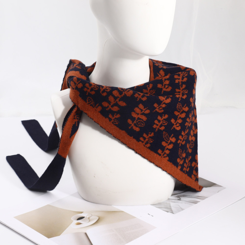 Șal tricotat triunghiular pentru iarnă – cald, multifuncțional: șal triunghiular, șal de talie, eșarfă de umăr, guler fals (țesătură tricotată)