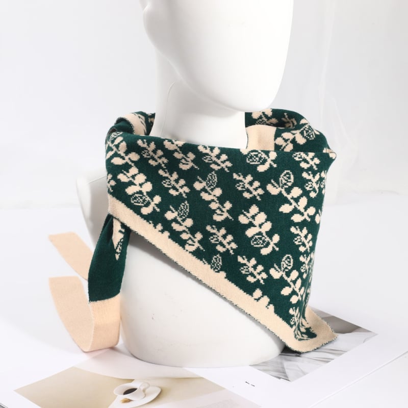 Șal tricotat triunghiular pentru iarnă – cald, multifuncțional: șal triunghiular, șal de talie, eșarfă de umăr, guler fals (țesătură tricotată)