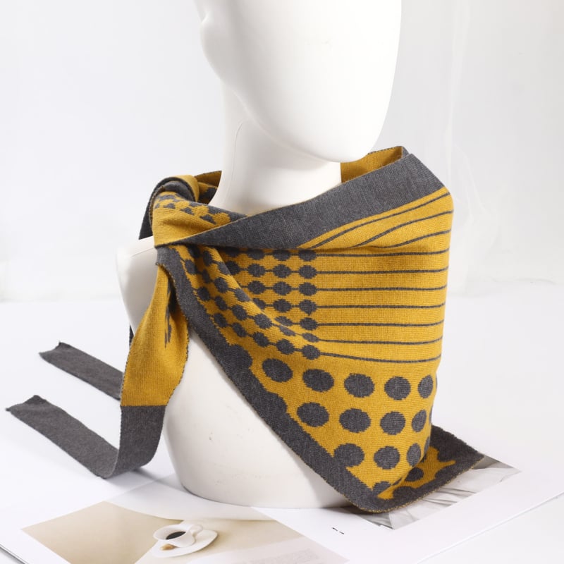 Șal tricotat triunghiular pentru iarnă – cald, multifuncțional: șal triunghiular, șal de talie, eșarfă de umăr, guler fals (țesătură tricotată)