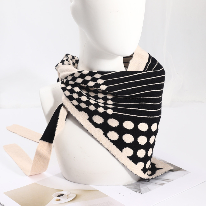 Șal tricotat triunghiular pentru iarnă – cald, multifuncțional: șal triunghiular, șal de talie, eșarfă de umăr, guler fals (țesătură tricotată)