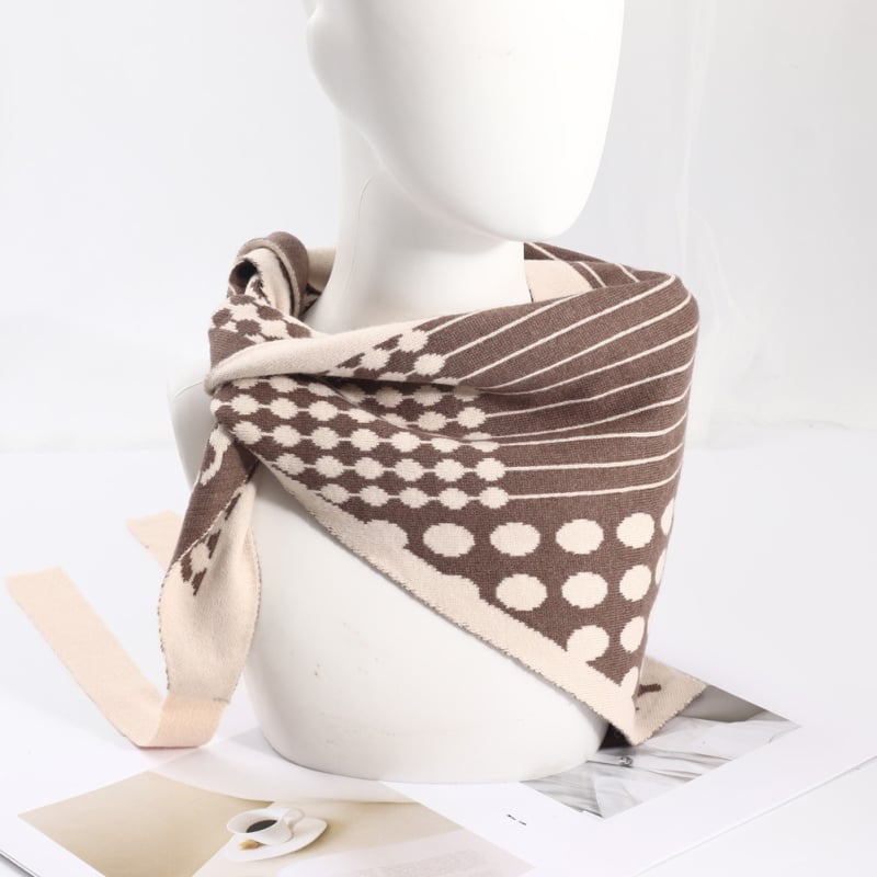 Șal tricotat triunghiular pentru iarnă – cald, multifuncțional: șal triunghiular, șal de talie, eșarfă de umăr, guler fals (țesătură tricotată)