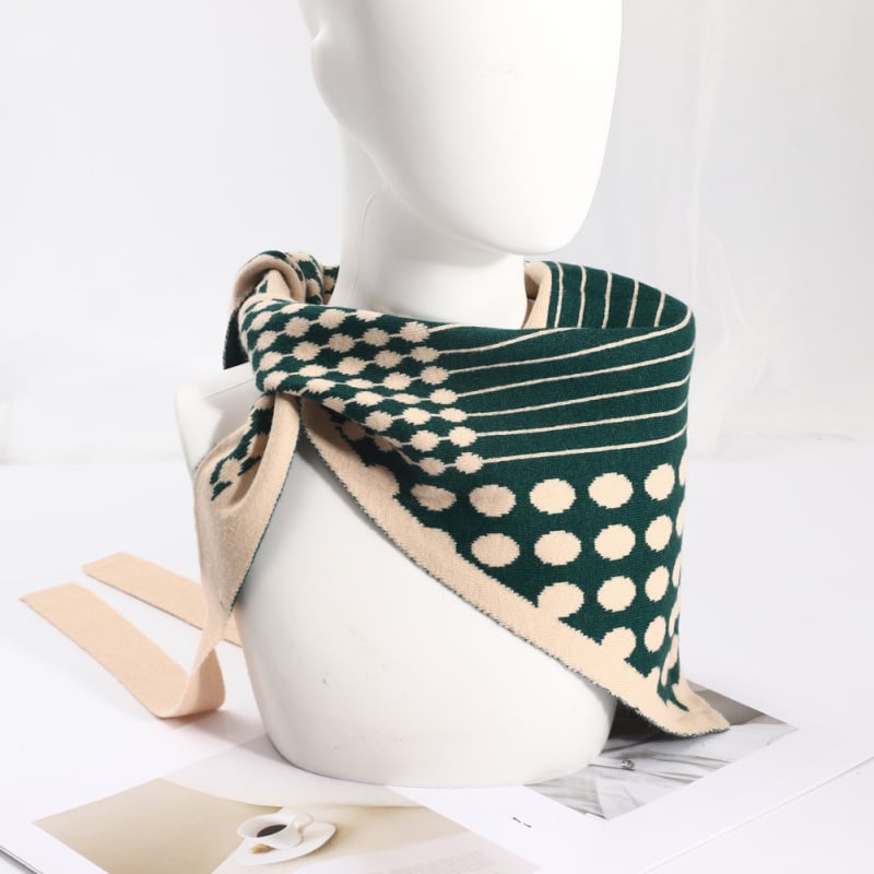 Șal tricotat triunghiular pentru iarnă – cald, multifuncțional: șal triunghiular, șal de talie, eșarfă de umăr, guler fals (țesătură tricotată)