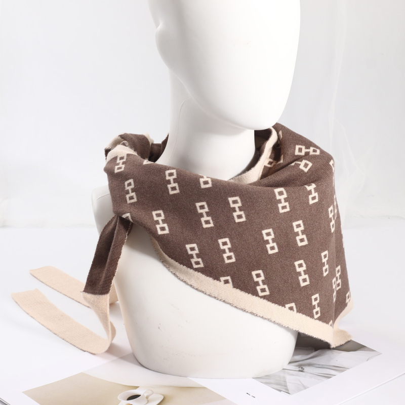 Șal tricotat triunghiular pentru iarnă – cald, multifuncțional: șal triunghiular, șal de talie, eșarfă de umăr, guler fals (țesătură tricotată)