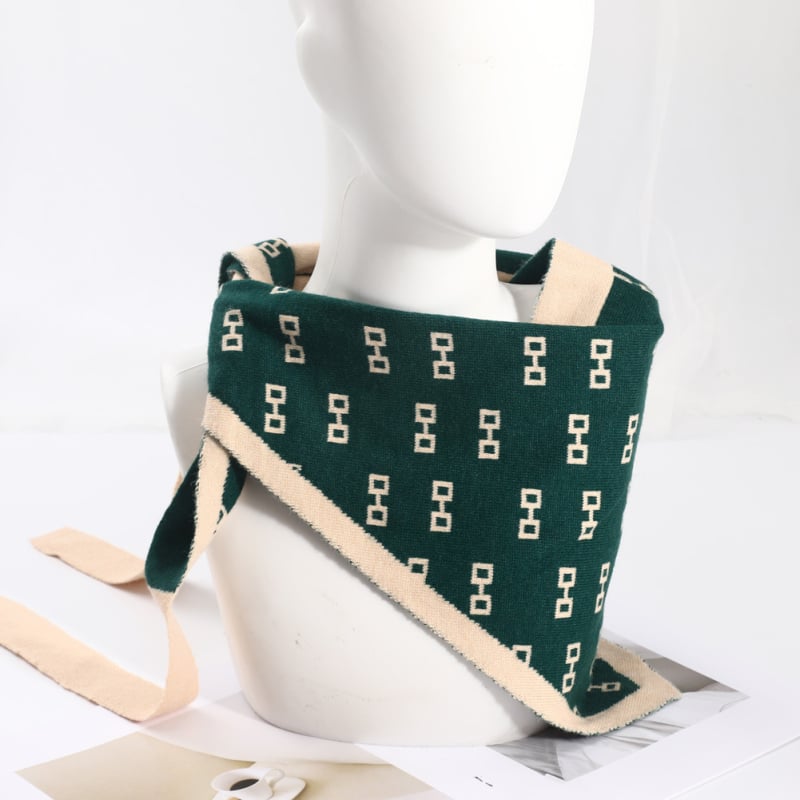 Șal tricotat triunghiular pentru iarnă – cald, multifuncțional: șal triunghiular, șal de talie, eșarfă de umăr, guler fals (țesătură tricotată)