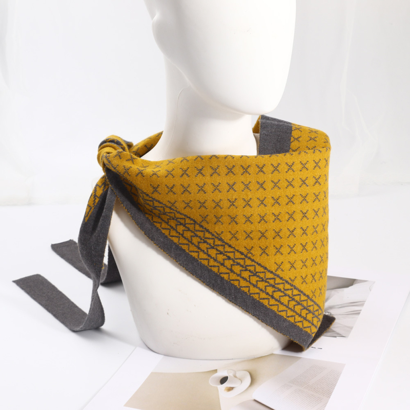 Șal tricotat triunghiular pentru iarnă – cald, multifuncțional: șal triunghiular, șal de talie, eșarfă de umăr, guler fals (țesătură tricotată)